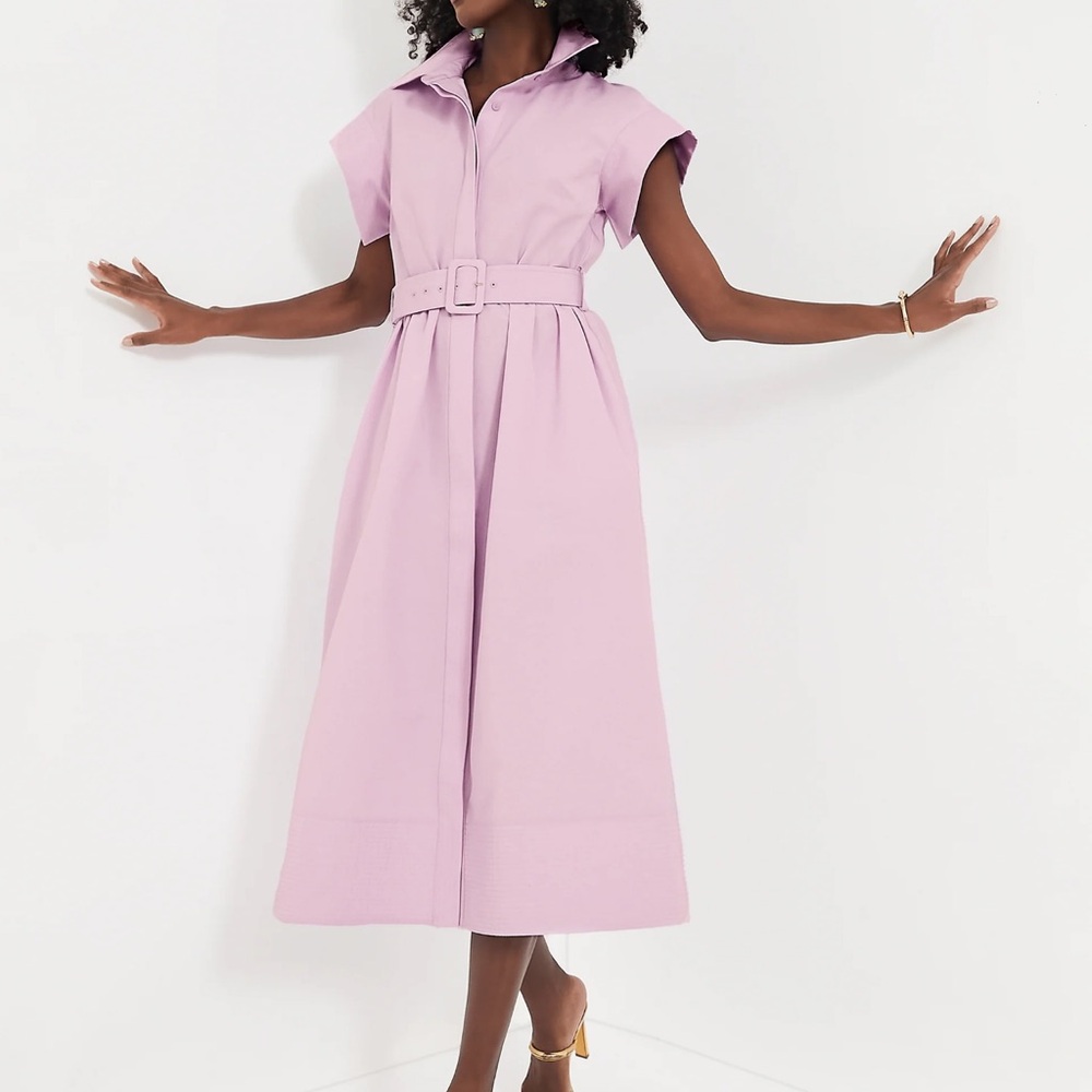 Tuckernuck Purple Peplum Midi Dress with Polo Collar
